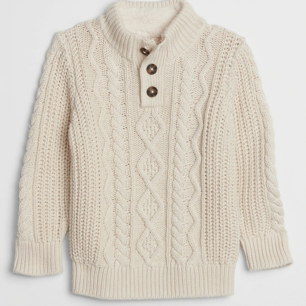 Toddler Cable-Knit Mockneck Sweater